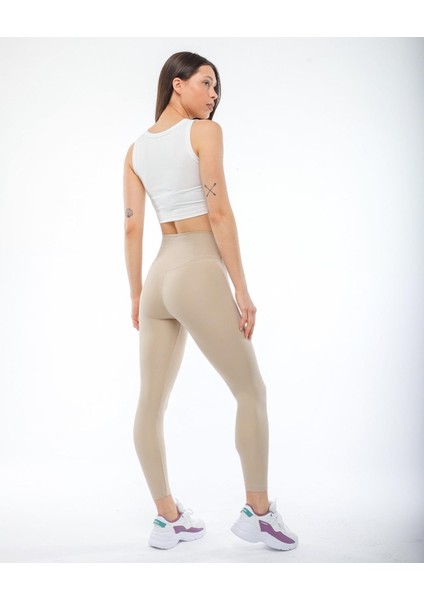 Kadın Yüksek Bel Oysho Kumaş Tayt Krem fiyatları