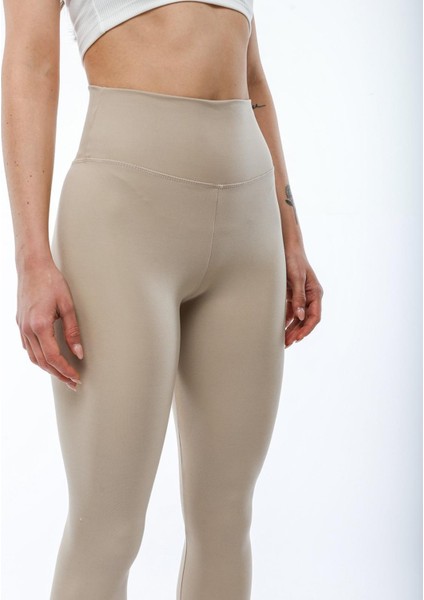 Kadın Yüksek Bel Oysho Kumaş Tayt Krem modelleri