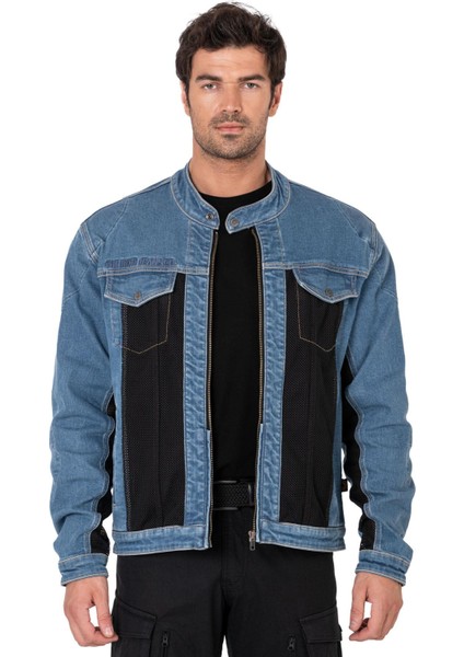 Thebikerjeans Blue Ice Korumalı File Motosiklet Kot Montu Erkek fırsatları