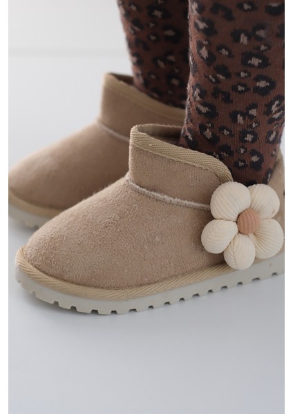 Minto Kız Çocuk ve Bebek Süet Kışlık Pembe Bot - Ortopedik Kaymaz Taban Içi Kürklü Sıcak Tutan Kar Botu