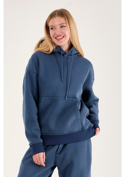 Q-4008 Kapüşonlu Üç Ip Şardonlu Sweat