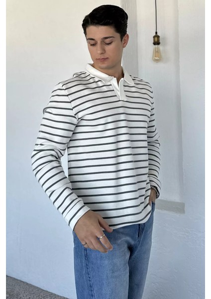 Gömlek Yaka Çizgili Erkek Sweatshirt P-00018566 fiyatları