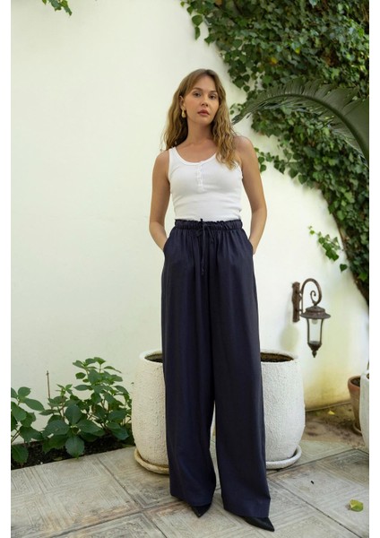 Kadın Keten Pantolon Lacivert fiyatları