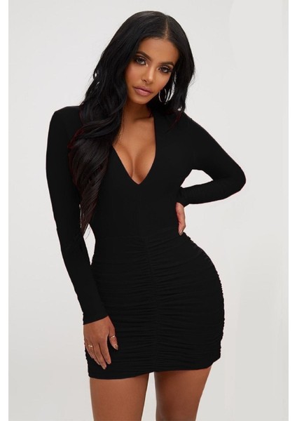 Büzgülü Mini Elbise