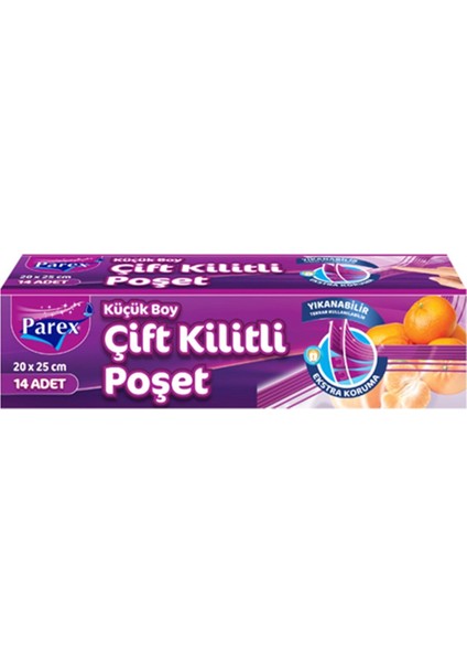 Çift Kilitli Buzdolabı Poşeti Küçük Boy 12 Adet 20 x 25 cm