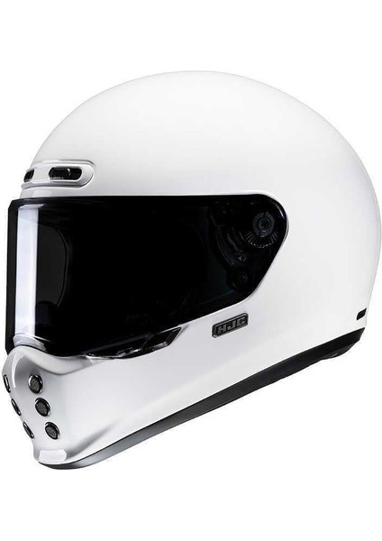 V10 Retro Kapalı Motosiklet Kaskı Beyaz