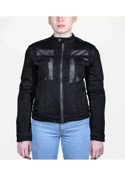 Efil File Motosiklet Kadın Kot Mont