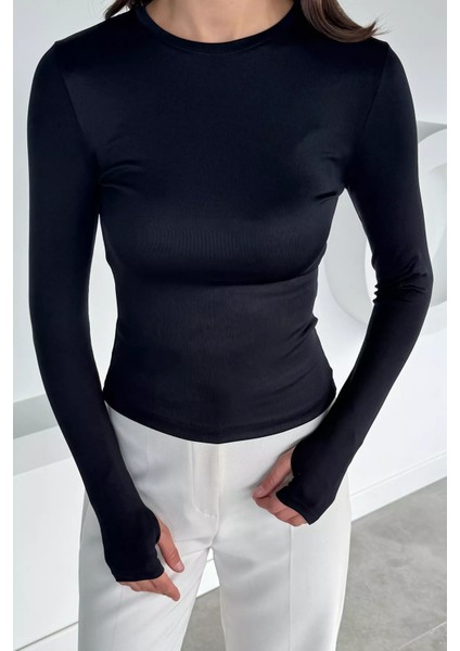 Kadın Bisiklet Yaka Likralı Bluz P-00018526