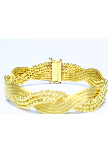 14 Ayar Altın Sarmal Dorikalı Hasır Kelepçe Bilezik 24.65 gr