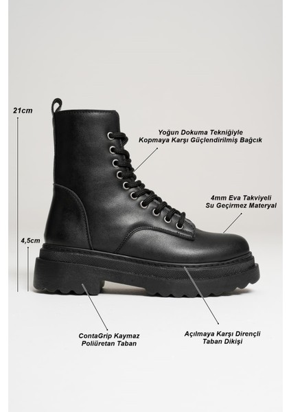 Anco Özel Tasarım Kışlık Siyah Kalın Tabanlı Kadın Bot modelleri