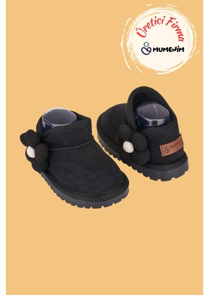 Minto Kız Çocuk ve Bebek Süet Kışlık Pembe Bot - Ortopedik Kaymaz Taban Içi Kürklü Sıcak Tutan Kar Botu