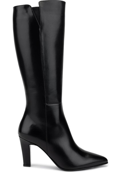 Kadın Hakiki Deri Siyah Deri Topuklu Çizme 33 9000 Bn Czm SK25-26 Sıyah Dr