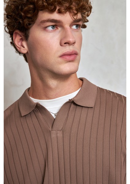 Erkek Polo Yaka Fitilli Oversize Triko Kazak fırsatları