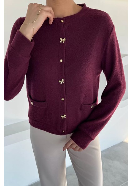 Kadın Fiyonk Düğmeli Triko Hırka P-00018493