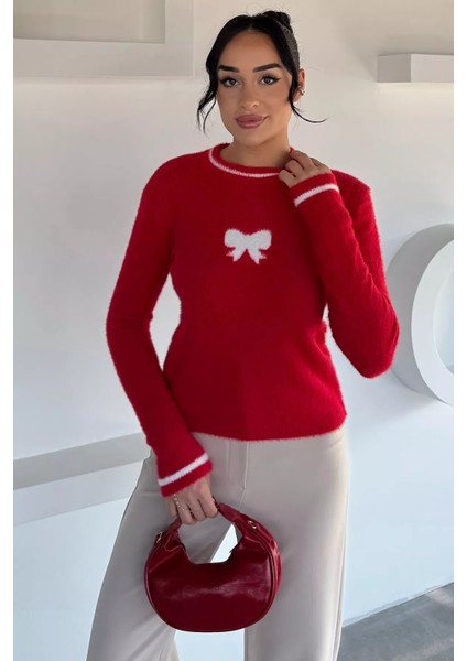 Kadın Bisiklet Yaka Sakallı Triko Kazak P-00018492