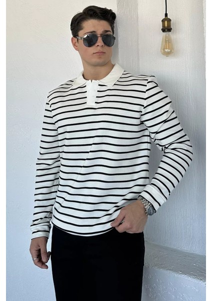 Gömlek Yaka Çizgili Erkek Sweatshirt P-00018566 fiyatları