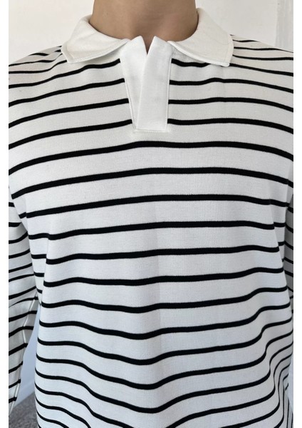 Gömlek Yaka Çizgili Erkek Sweatshirt P-00018566 fırsatları