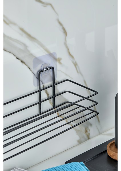 Siyah Yapışkanlı Çok Amaçlı Banyo Düzenleyici Rafı Duş Organizeri Mutfak Rafı fırsatları