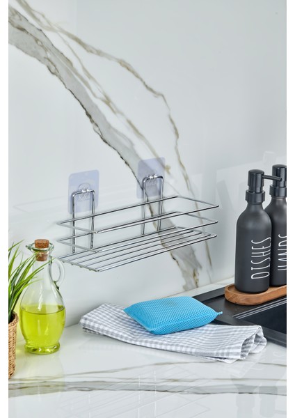 Krom Kaplama Yapışkanlı Çok Amaçlı Banyo Düzenleyici Rafı Duş Organizeri Mutfak Rafı fiyatları
