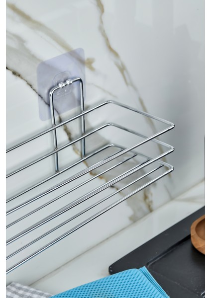 Krom Kaplama Yapışkanlı Çok Amaçlı Banyo Düzenleyici Rafı Duş Organizeri Mutfak Rafı indirimleri