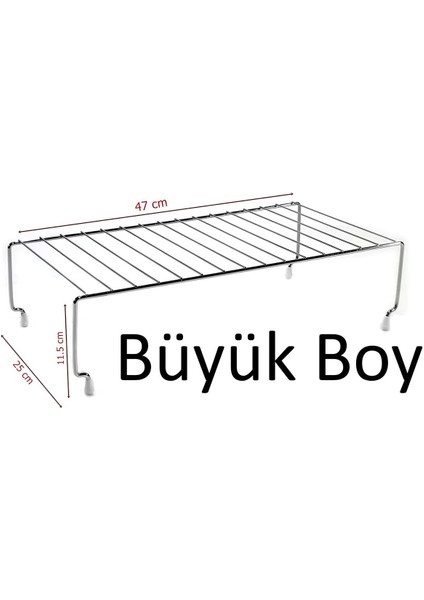 47 cm 2 Li Krom Dolap Içi Raf Düzenleyici Büyük Tek Ürün Kaliteli Ürün Paslanmaz