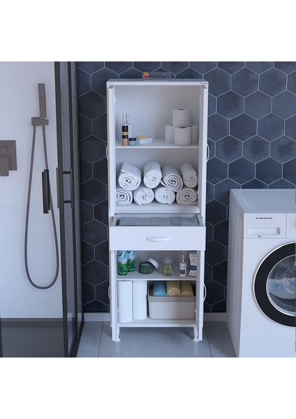 Mikra 54 x 170,4 x 32,5 cm Kapaklı Ve Çekmeceli Çok Amaçlı Banyo & Mutfak Dolabı fırsatları