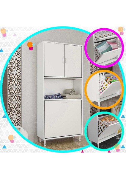 MİLANO 75 X 160 cm 2 li Çamaşır Bölmeli Banyo Dolabı