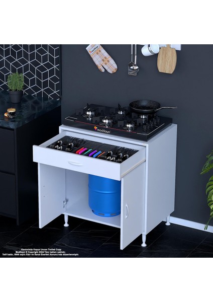 Birce Xxl-75 x 87 x 48 cm Kapaklı Set Ocak Altı Çok Amaçlı Mutfak & Banyo Dolabı