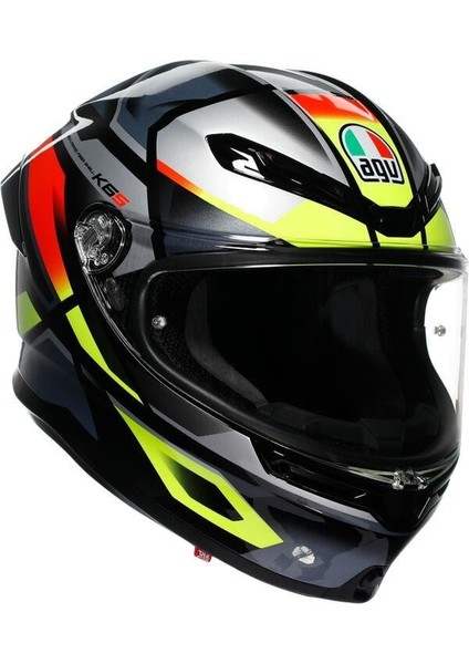 Kapalı Motosiklet Kaskı K6 S Mplk Erazer Black Red Yellow Fluo