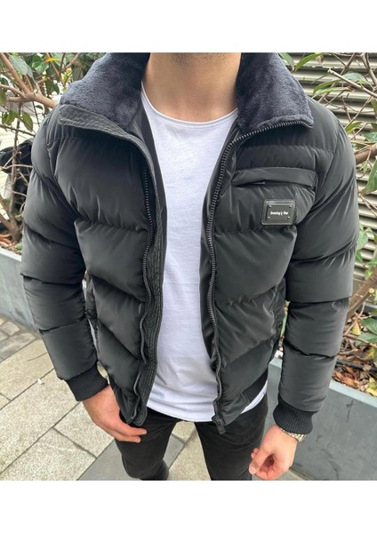 Erkek Silim Fit Şişme Mont Antrasit