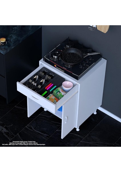 Birce M-60 x 87 x 48 cm Set Üstü Ocak ve Tüp Bölmeli Çekmeceli Mutfak Dolabı fiyatları