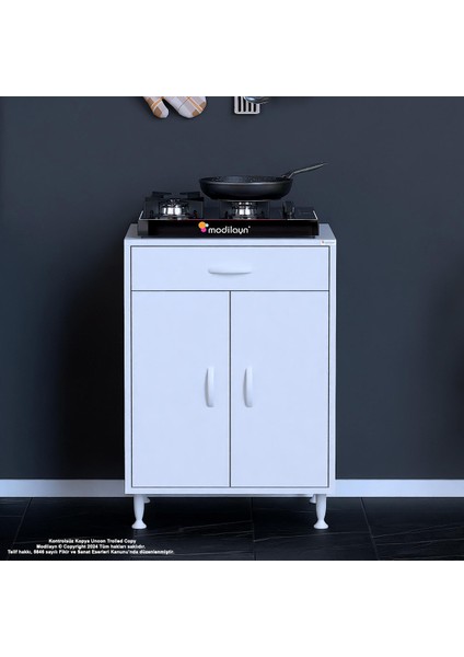 Birce M-60 x 87 x 48 cm Set Üstü Ocak ve Tüp Bölmeli Çekmeceli Mutfak Dolabı modelleri