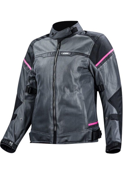 Riva Kadın Yazlık Korumalı File Motosiklet Montu Siyah Gri Pembe