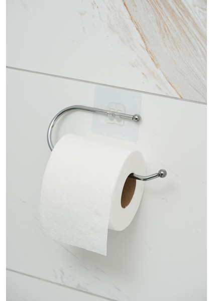 Yapışkanlı Paslanmaz Krom Tuvalet Kağıtlığı ve Askı Aparatı