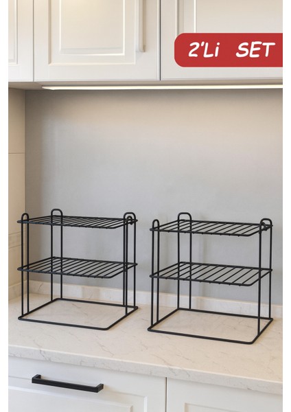 Paslanmaz Siyah 2 Adet 3 Katlı Tabaklık Dolap Içi Düzenleyici Organizer Tabak Bardak Baharatlık fiyatları