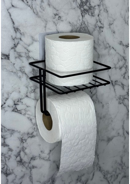 Raflı Magic Yapışkan Askılı Wc Kağıtlık,yedekli Tuvalet Kağıtlığı Siyah modelleri