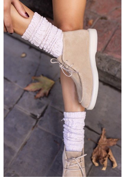 Setla Kadin Gri Gercek Deri Suet Bot