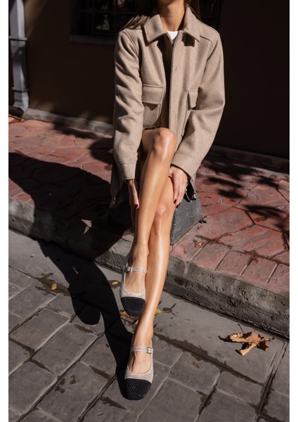 Loretto Kadın Bej Sıyah Garnılı Taş Detay Babet indirimleri