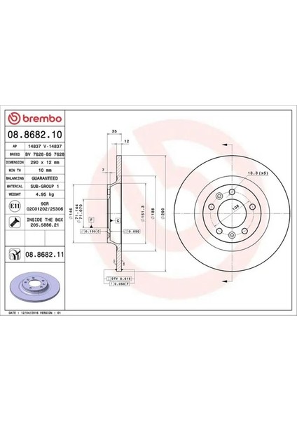 08868210 Arka Fren Diski 1618861880 1687773280 4246P9 (2 Adet Fiyatıdır)