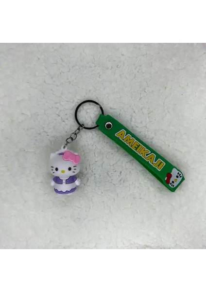 3D Silikon Mor Hello Kıtty Anahtarlık