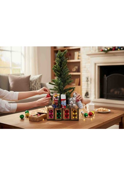 Yılbaşı Seti 90 cm Ağaç ve 30 Ad 4 cm Renkli Top 24 Ad Karışık Süs & 1 Ad 150 ml Kalıcı Kar Spreyi fiyatları