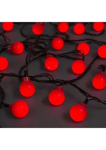 5m 28 LED Mini Top Işık Kırmızı - Fişli, Siyah Kablo fırsatları