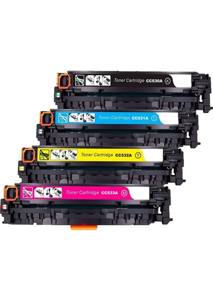 304A-CC530A 4 Renk Muadil Toner Seti Çipli Hp Color Laserjet CM2320FXI Mfp Yazıcı Uyumlu