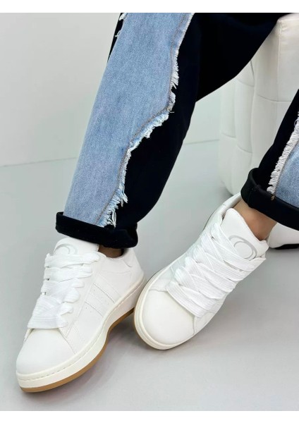 White Kaydırmaz Taban Sneaker Spor Ayakkabı fırsatları