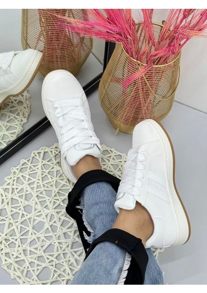 White Kaydırmaz Taban Sneaker Spor Ayakkabı indirimleri