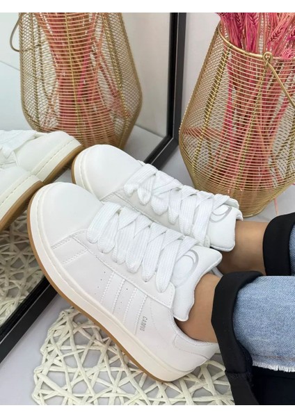 White Kaydırmaz Taban Sneaker Spor Ayakkabı
