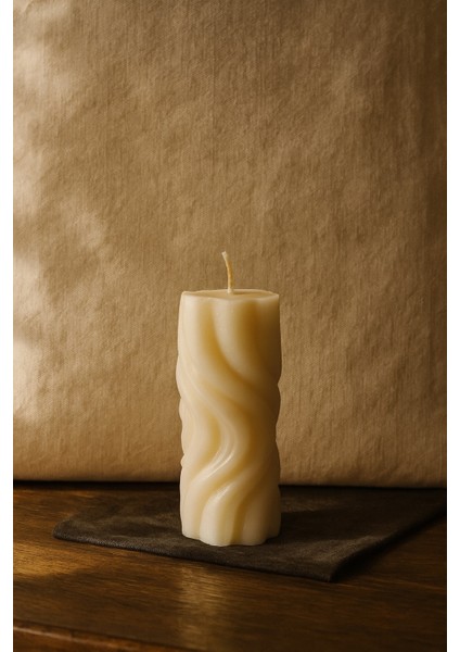 El Yapımı Vegan Soya Mum (Krem) | Spiral Burgu Dekoratif Mum fırsatları