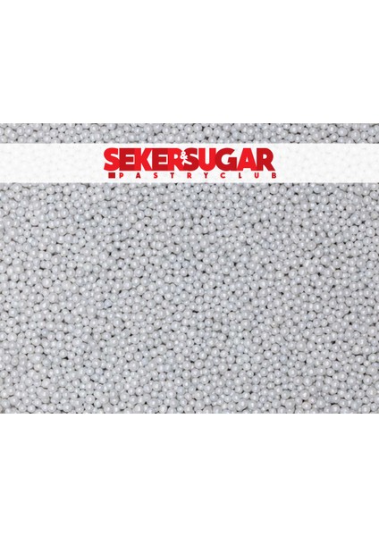 Pasta Süsleme Şekeri Boncuk Şeker 2mm Metalik Inci Beyazı 40 Gr. fiyatları