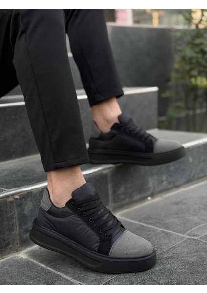 KB-X46 Kuback Siyah Gri Yüksek Siyah Taban Günlük Spor Ayakkabı