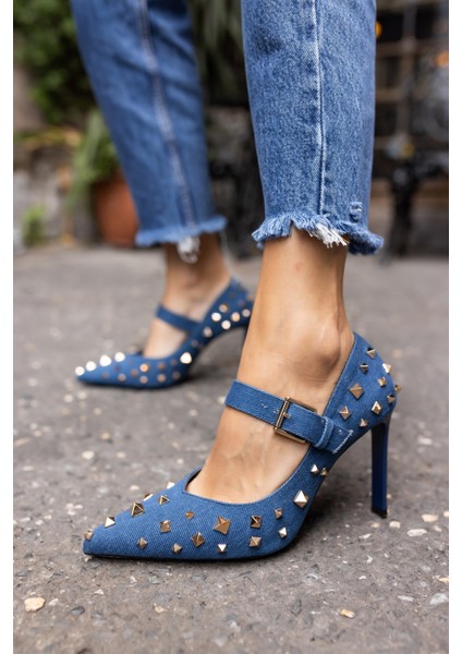 Creyza Kadın Kot Trok Detay Topuklu Ayakkabi